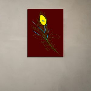 Krishna's Divine Feather - Creative Art with Elegance and Spiritual Grace | Premium Canvas Art | Wall Art | Painting | Size - 24 inch x 18 inch or 2 feet x 1.5 feet | Orientation - Portrait
