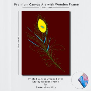 Krishna's Divine Feather - Creative Art with Elegance and Spiritual Grace | Premium Canvas Art | Wall Art | Painting | Size - 24 inch x 18 inch or 2 feet x 1.5 feet | Orientation - Portrait