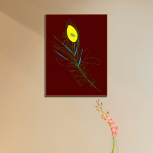 Krishna's Divine Feather - Creative Art with Elegance and Spiritual Grace | Premium Canvas Art | Wall Art | Painting | Size - 24 inch x 18 inch or 2 feet x 1.5 feet | Orientation - Portrait