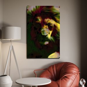 Lion's Eminence: a Regal Portrait of the King of the Jungle designed with creative artistry | Premium Canvas Art | Wall Art | Large Size | 48 inch x 30 inch or 4 feet x 2.5 feet | Orientation - Portrait