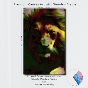 Lion's Eminence: a Regal Portrait of the King of the Jungle designed with creative artistry | Premium Canvas Art | Wall Art | Large Size | 48 inch x 30 inch or 4 feet x 2.5 feet | Orientation - Portrait