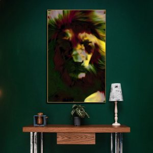 Lion's Eminence: a Regal Portrait of the King of the Jungle designed with creative artistry | Premium Canvas Art | Wall Art | Large Size | 48 inch x 30 inch or 4 feet x 2.5 feet | Orientation - Portrait