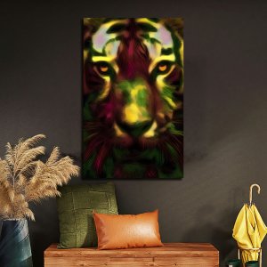 Tiger's Radiance: A Stunning Portrait of Creativity - Grand Artistry on Canvas! Premium Canvas Wildlife Art | Wall Art | Painting | Large Size | 48 inch x 30 inch or 4 feet x 2.5 feet | Orientation - Portrait