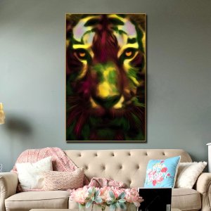 Tiger's Radiance: A Stunning Portrait of Creativity - Grand Artistry on Canvas! Premium Canvas Wildlife Art | Wall Art | Painting | Large Size | 48 inch x 30 inch or 4 feet x 2.5 feet | Orientation - Portrait