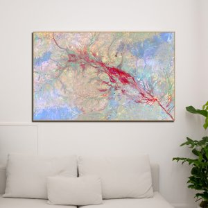 Harmony in Hues | A Premium Abstract Canvas | Fusion of Vibrant Blue, Red, and Flow | Wall Painting | Large Size | 48 inch x 30 inch or 4 feet x 2.5 feet | Orientation - Landscape