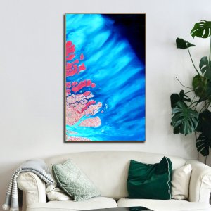 Ocean Luminescence: Nature's  Spectacle Illuminating Coastal Oceans in a Mesmerizing Display! Premium Abstract Canvas Art | Wall Art | Painting | Large Size | 48 inch x 30 inch or 4 feet x 2.5 feet | Orientation - Landscape