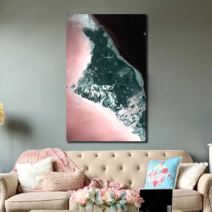 Enchanted Island: Where Ebony and Pink Blush of Ocean Converge - Captivating Artistry of Nature in mood! Premium Abstract Canvas Art | Wall Art | Painting | Large Size | 48 inch x 30 inch or 4 feet x 2.5 feet | Orientation - Landscape