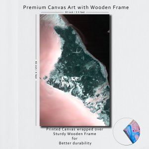 Enchanted Island: Where Ebony and Pink Blush of Ocean Converge - Captivating Artistry of Nature in mood! Premium Abstract Canvas Art | Wall Art | Painting | Large Size | 48 inch x 30 inch or 4 feet x 2.5 feet | Orientation - Landscape