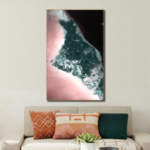 Enchanted Island: Where Ebony and Pink Blush of Ocean Converge - Captivating Artistry of Nature in mood! Premium Abstract Canvas Art | Wall Art | Painting | Large Size | 48 inch x 30 inch or 4 feet x 2.5 feet | Orientation - Landscape