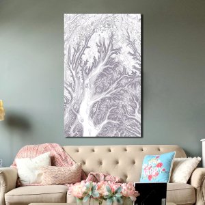 Valley of Ice: Intricate Details of Glaciated Beauty - Breathtaking Painting!  Premium Creative Canvas Art | Wall Art | Painting | Large Size | 48 inch x 30 inch or 4 feet x 2.5 feet | Orientation - Landscape